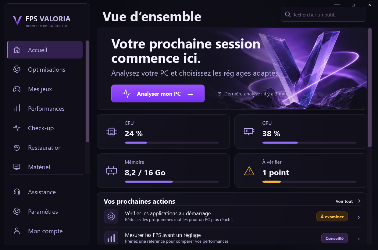 Interface de FPS Valoria
